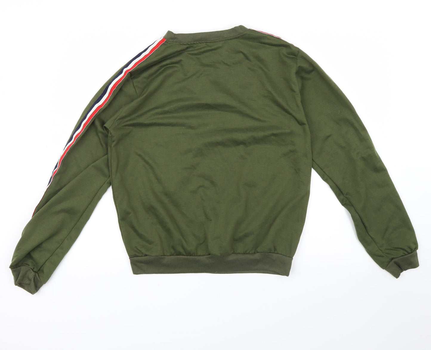 Liranmel Womens Green Striped  Pullover Sweatshirt Size 2XL  - stripe on sleeves