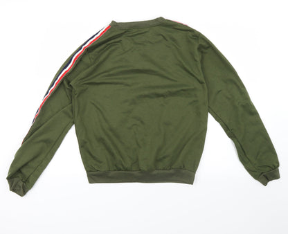 Liranmel Womens Green Striped  Pullover Sweatshirt Size 2XL  - stripe on sleeves
