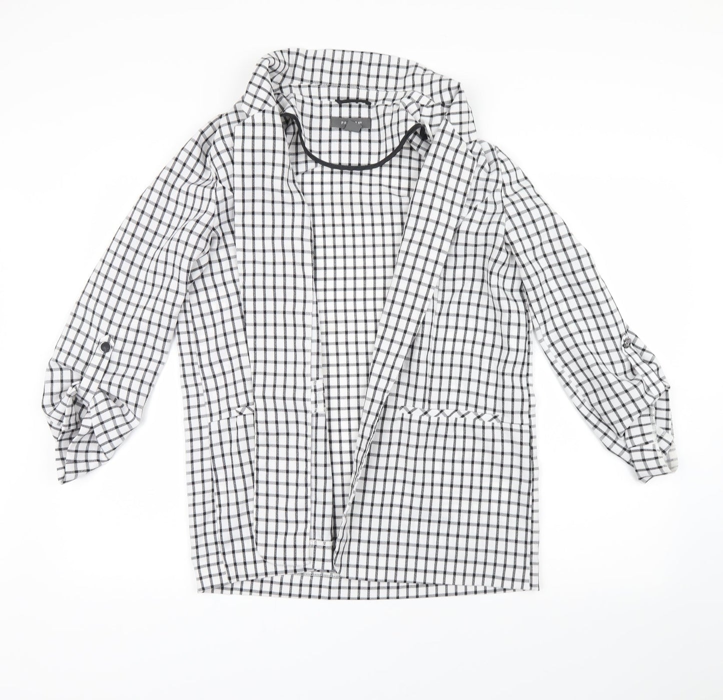 Primark Womens White Check  Jacket Coatigan Size 12