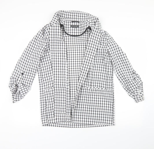 Primark Womens White Check  Jacket Coatigan Size 12