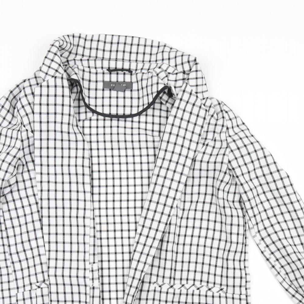 Primark Womens White Check  Jacket Coatigan Size 12
