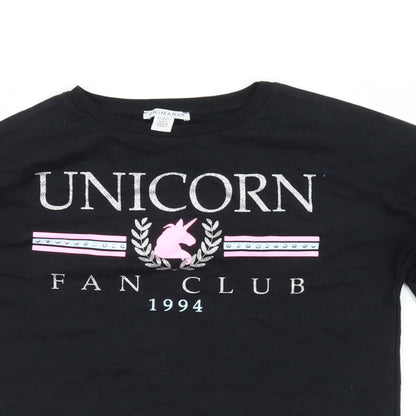 Primark Girls Black   Pullover Sweatshirt Size 13-14 Years  - unicorn fan club