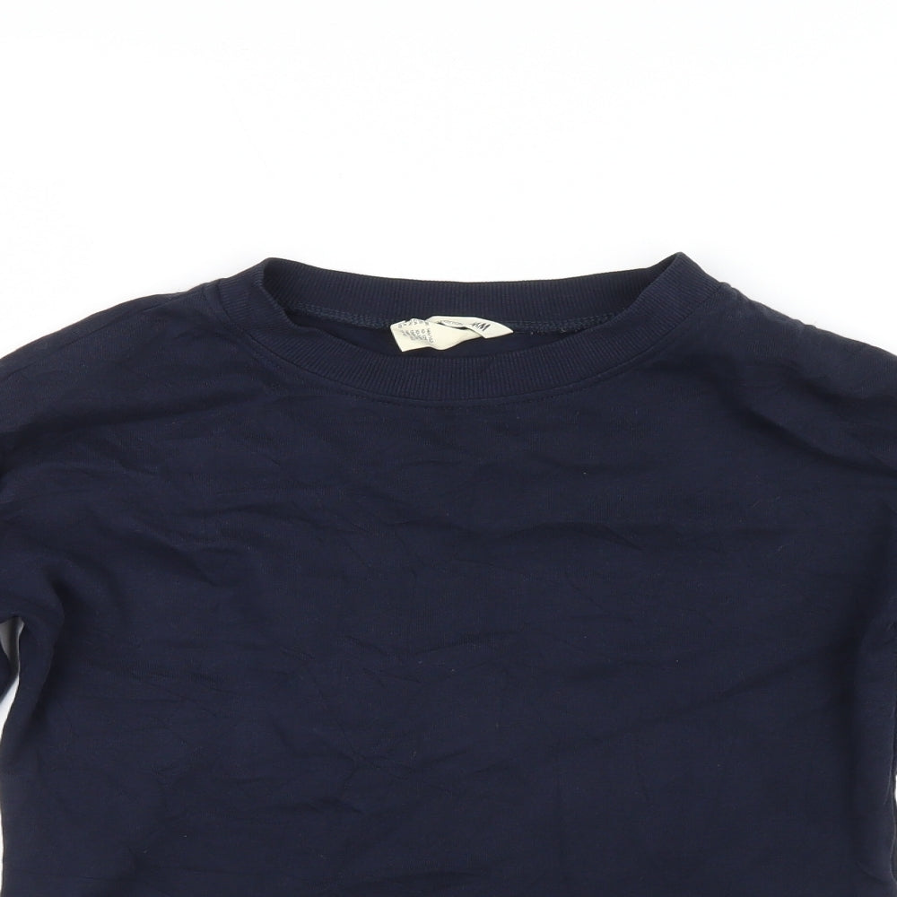 H&M Girls Blue   Pullover Sweatshirt Size 10-11 Years  - stripe on sleeves