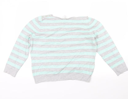 CC Womens Blue Striped  Pullover Jumper Size XL