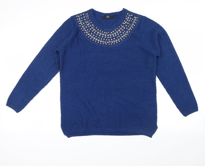 Isle Essentials Womens Blue   Pullover Jumper Size M