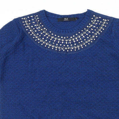 Isle Essentials Womens Blue   Pullover Jumper Size M