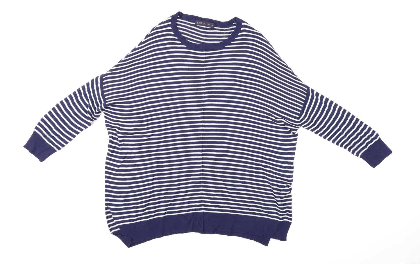 M&S Womens Blue Striped  Pullover Jumper Size 12