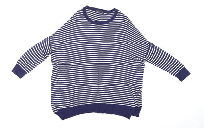 M&S Womens Blue Striped  Pullover Jumper Size 12