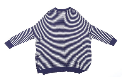 M&S Womens Blue Striped  Pullover Jumper Size 12