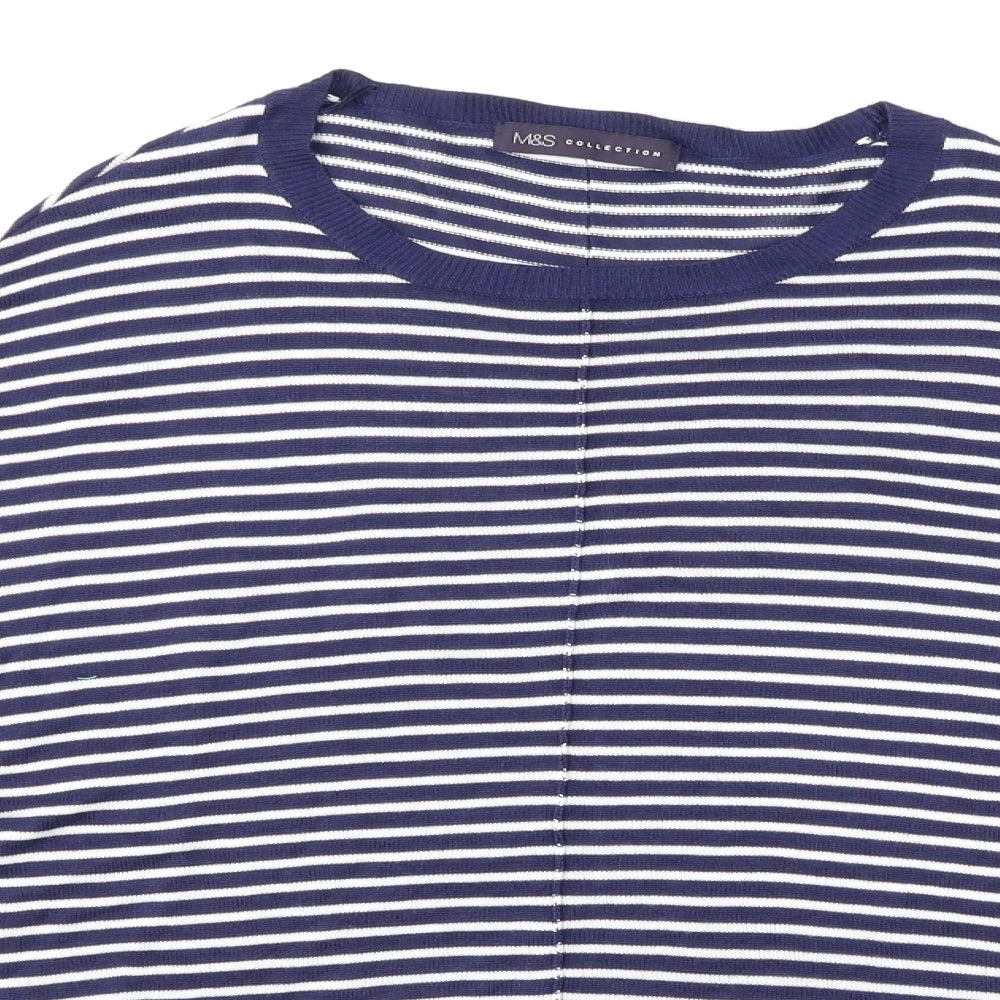 M&S Womens Blue Striped  Pullover Jumper Size 12