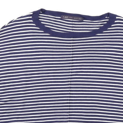 M&S Womens Blue Striped  Pullover Jumper Size 12