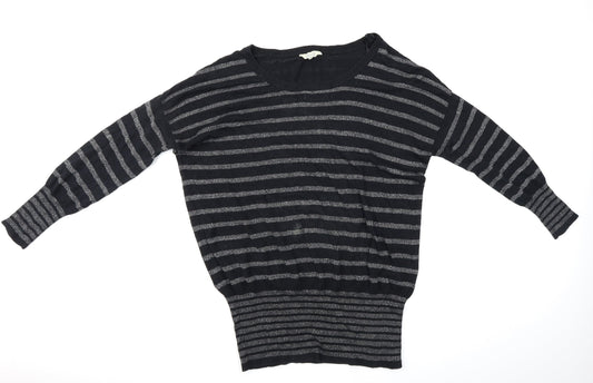 Peacocks Womens Black Striped  Pullover Jumper Size 16  - Glitery