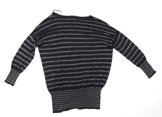 Peacocks Womens Black Striped  Pullover Jumper Size 16  - Glitery