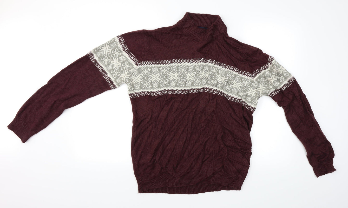 Threadbare Mens Red Geometric  Pullover Jumper Size L