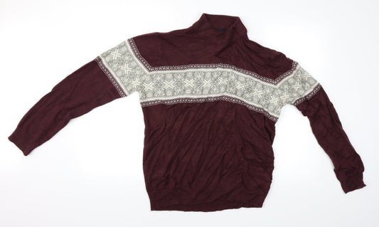 Threadbare Mens Red Geometric  Pullover Jumper Size L