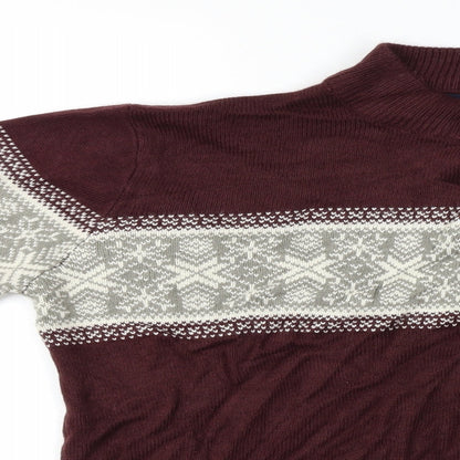 Threadbare Mens Red Geometric  Pullover Jumper Size L