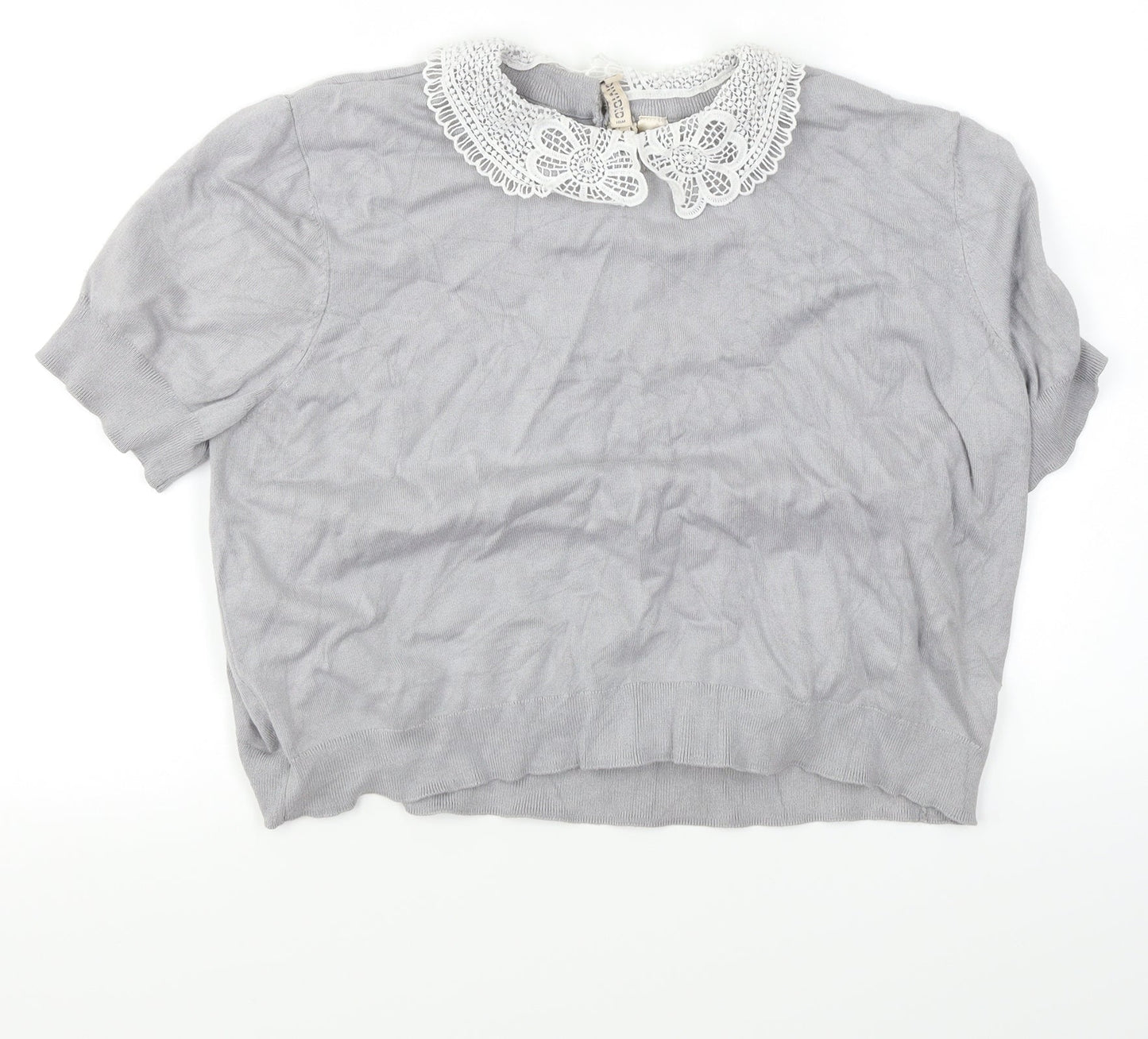 Womens UK Size XL Divided Grey Cropped T-Shirt