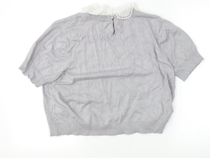 Womens UK Size XL Divided Grey Cropped T-Shirt