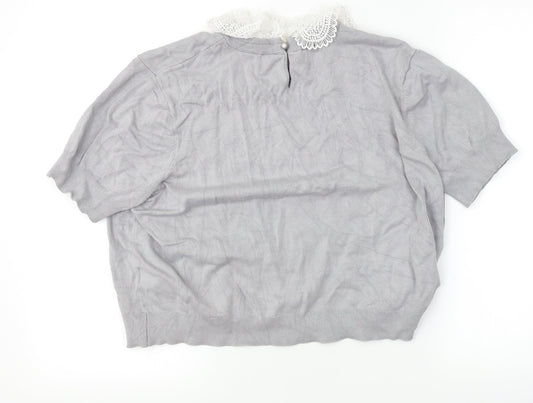 Womens UK Size XL Divided Grey Cropped T-Shirt