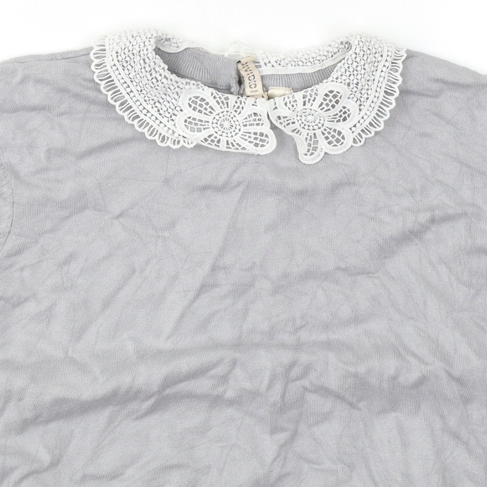 Womens UK Size XL Divided Grey Cropped T-Shirt