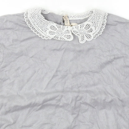 Womens UK Size XL Divided Grey Cropped T-Shirt