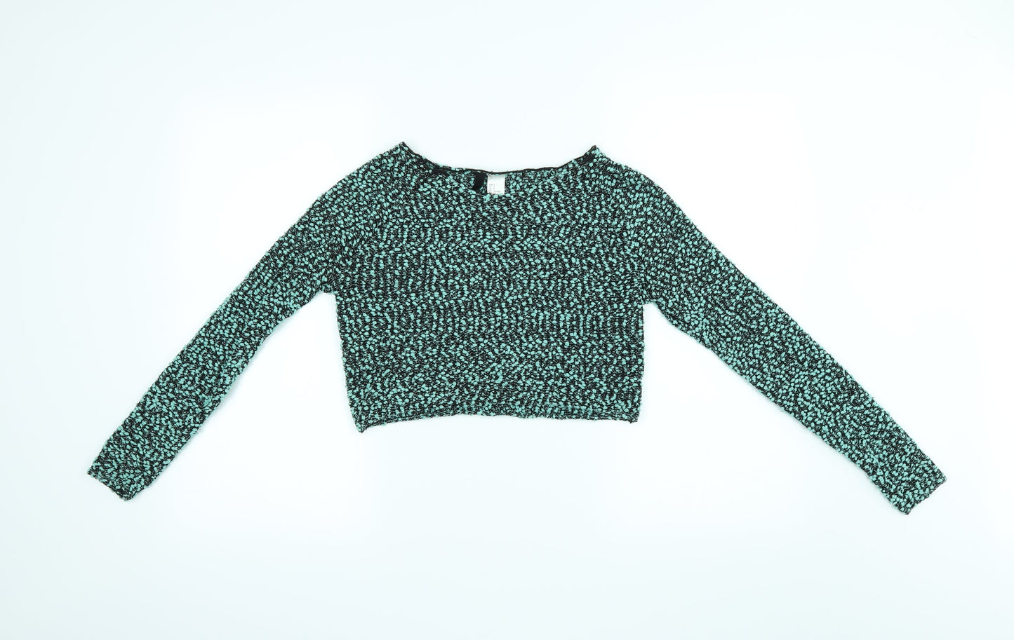 Womens UK Size S H&M Green Cropped Blouse