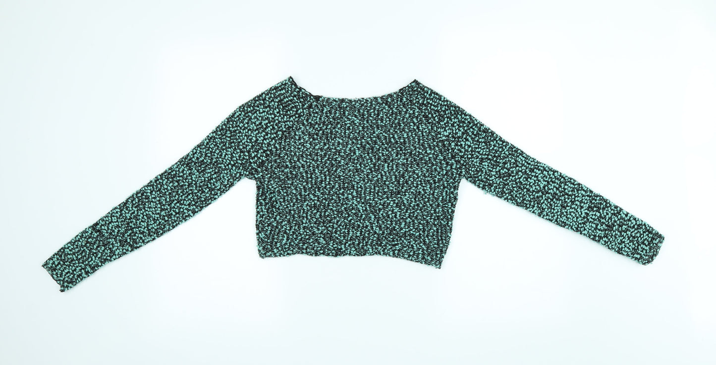 Womens UK Size S H&M Green Cropped Blouse