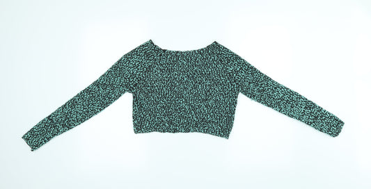Womens UK Size S H&M Green Cropped Blouse
