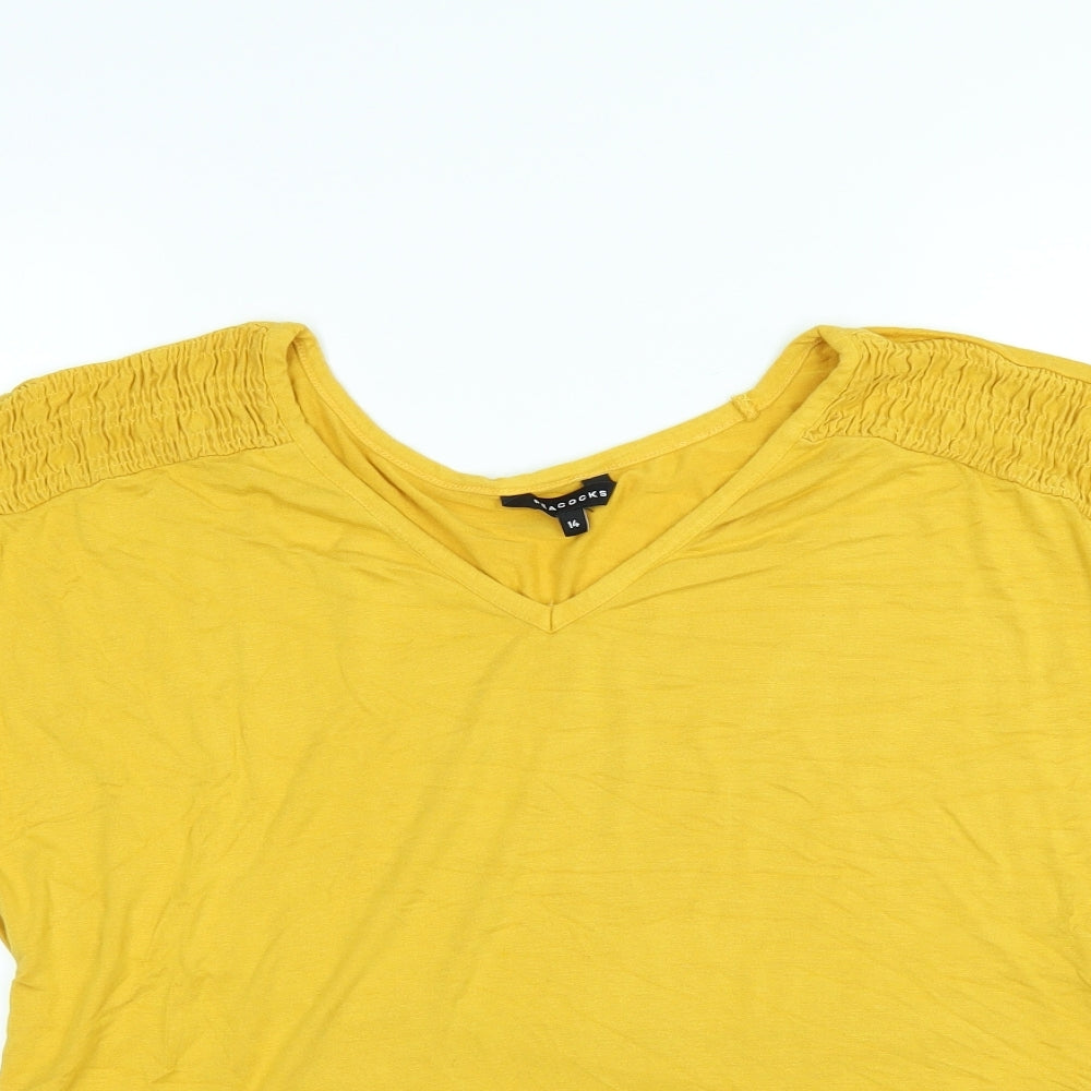 Womens UK Size 14 Peacocks Yellow Basic Blouse