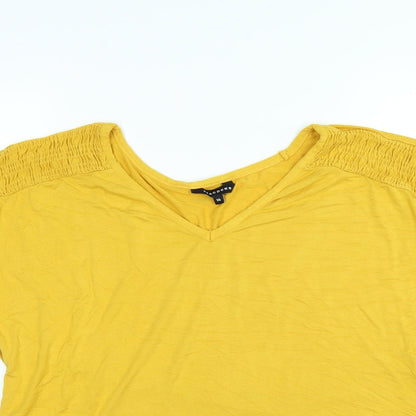 Womens UK Size 14 Peacocks Yellow Basic Blouse