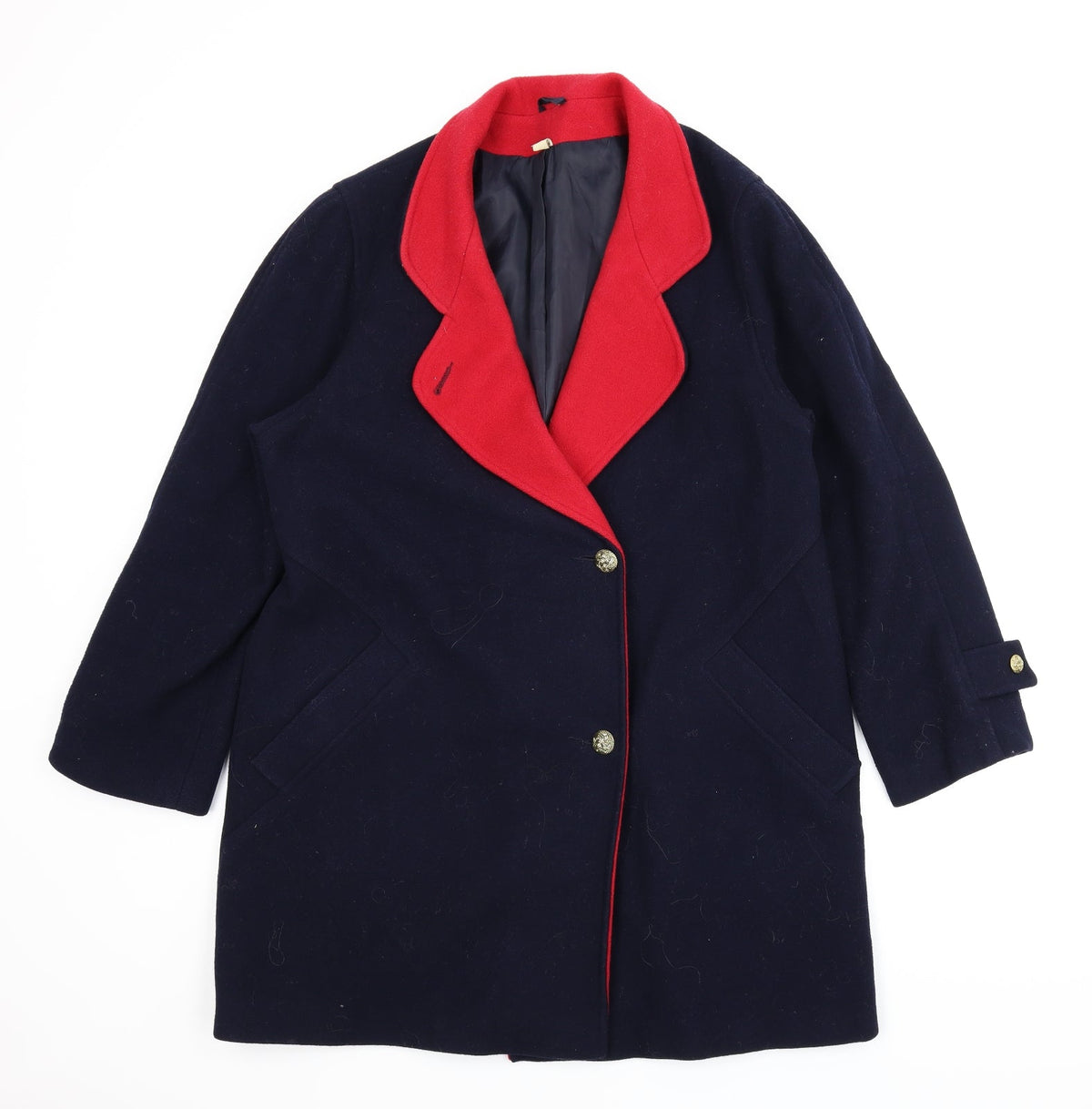 Woolmark Womens Blue   Overcoat Coat Size 14