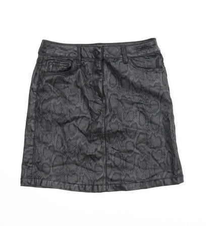 M&S Womens Grey Animal Print  A-Line Skirt Size 8  - Snake print