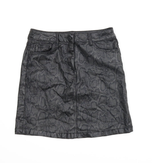 M&S Womens Grey Animal Print  A-Line Skirt Size 8  - Snake print