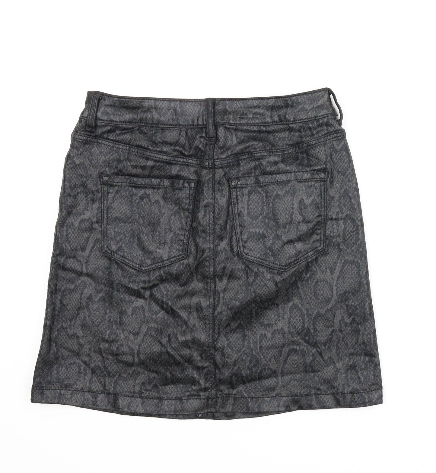 M&S Womens Grey Animal Print  A-Line Skirt Size 8  - Snake print