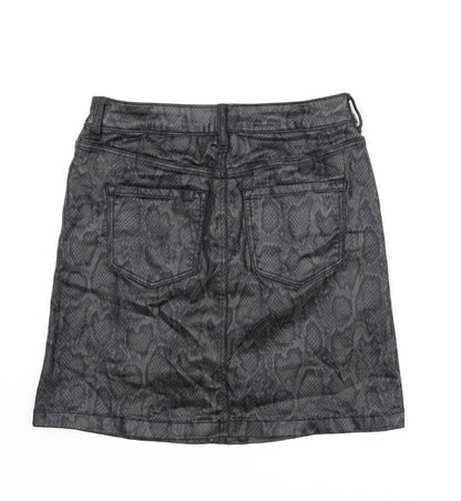 M&S Womens Grey Animal Print  A-Line Skirt Size 8  - Snake print