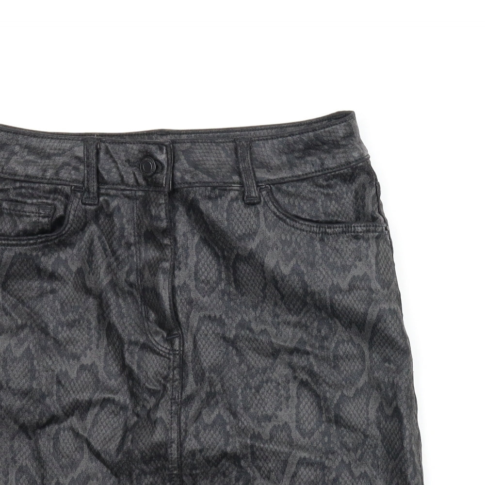 M&S Womens Grey Animal Print  A-Line Skirt Size 8  - Snake print