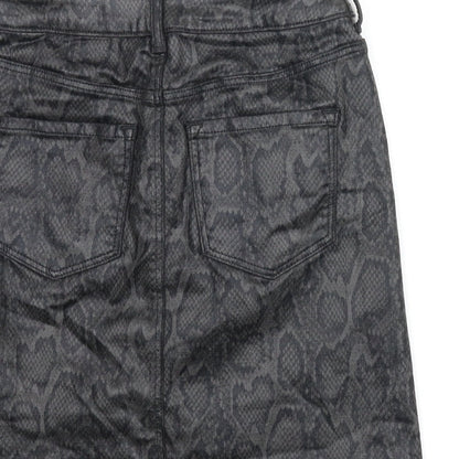 M&S Womens Grey Animal Print  A-Line Skirt Size 8  - Snake print