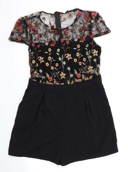 in vogue Paris  Womens Black Floral  Playsuit One-Piece Size L