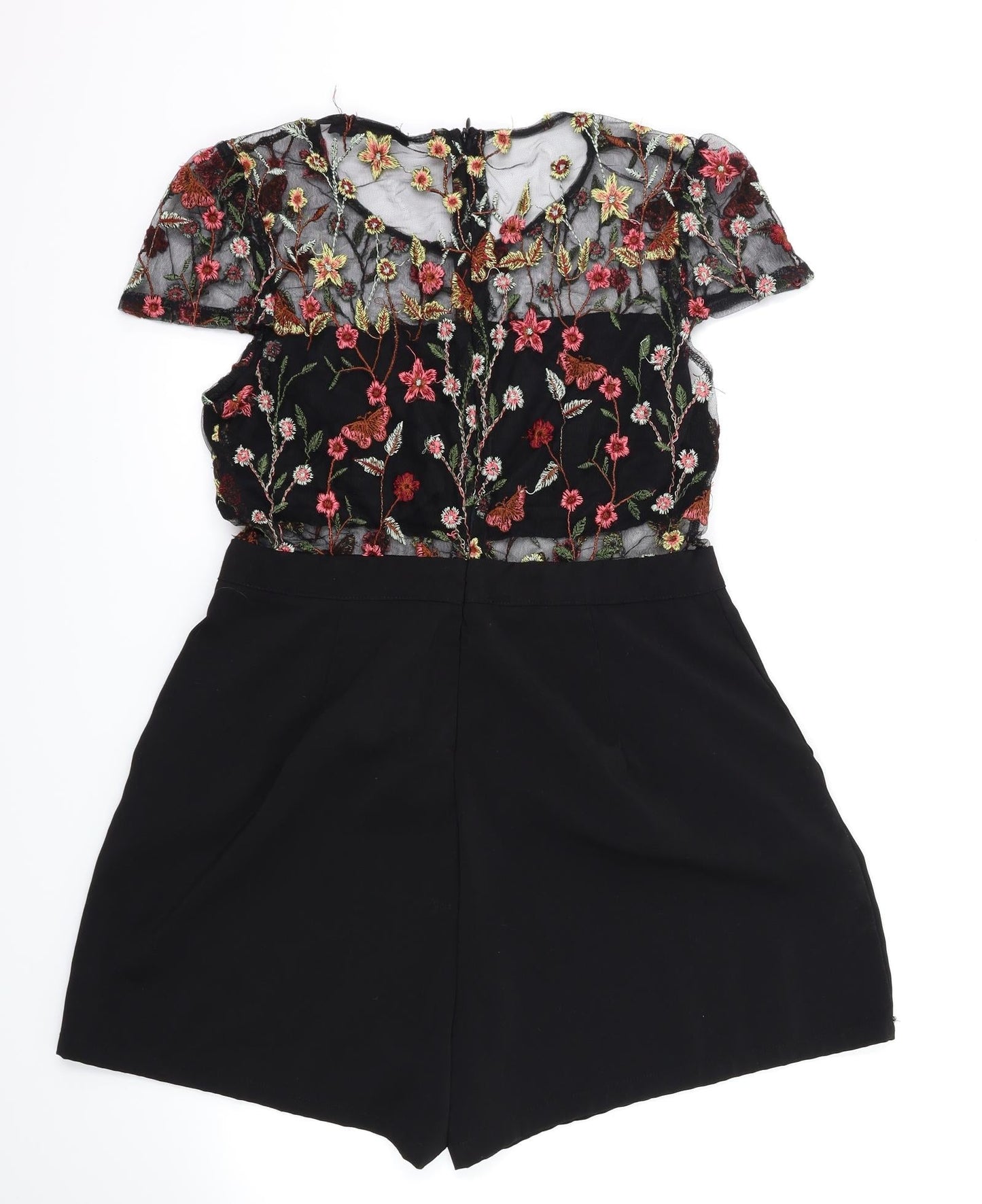 in vogue Paris  Womens Black Floral  Playsuit One-Piece Size L