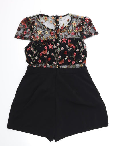 in vogue Paris  Womens Black Floral  Playsuit One-Piece Size L