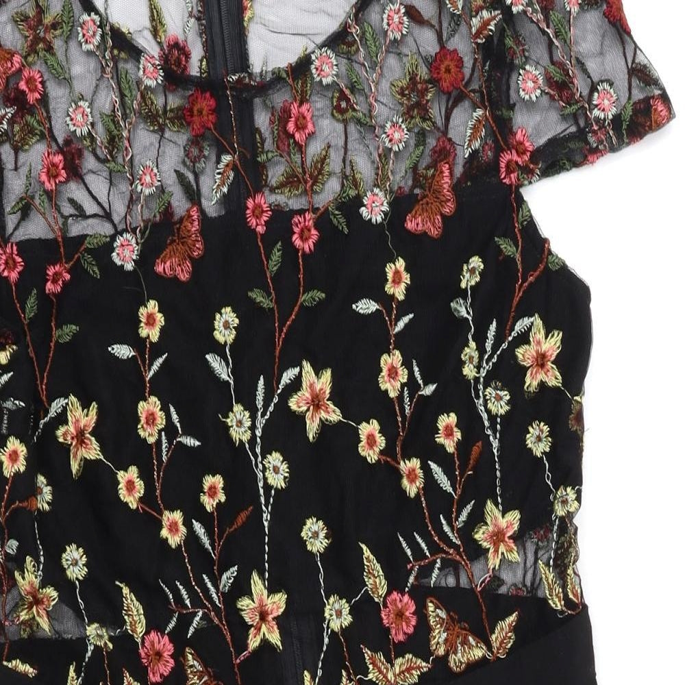 in vogue Paris  Womens Black Floral  Playsuit One-Piece Size L