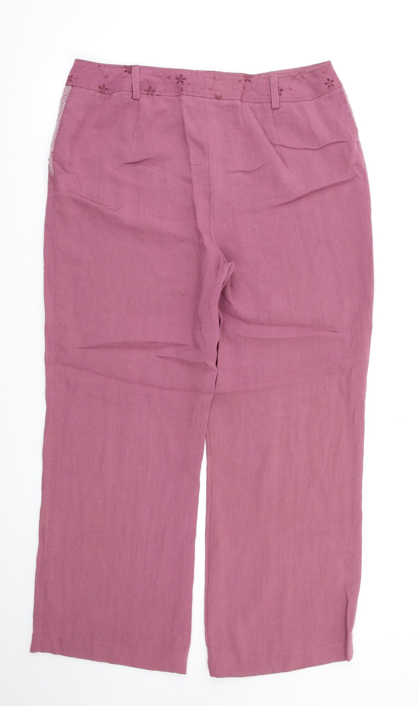 Aria Womens Purple Floral  Trousers  Size 14 L28 in