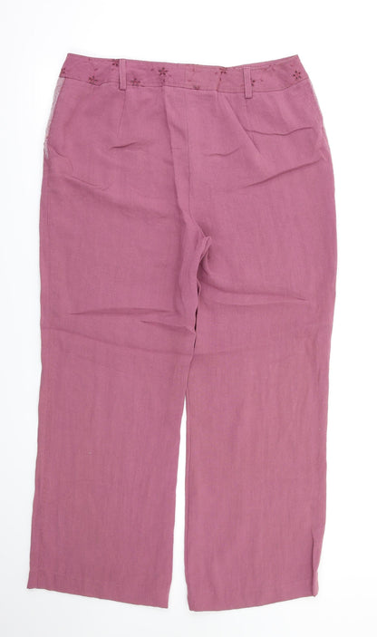 Aria Womens Purple Floral  Trousers  Size 14 L28 in