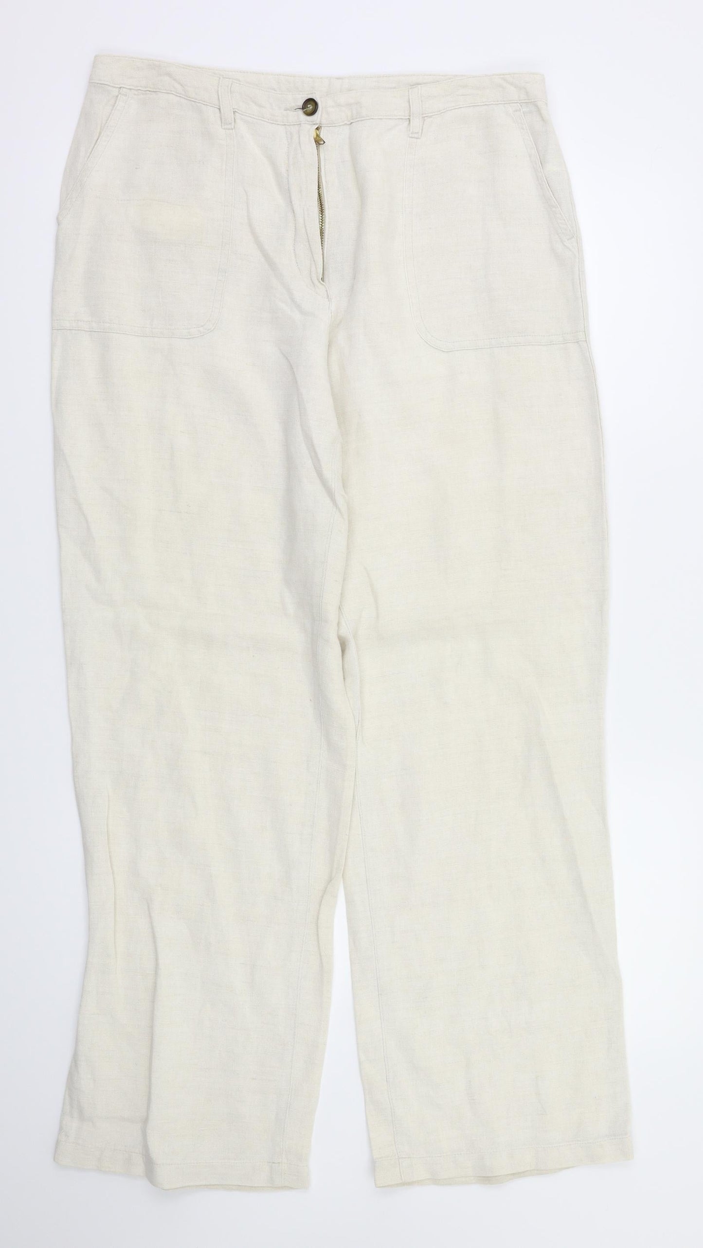 Womens UK Size 16 Etam Regular Fit  Ivory Trousers
