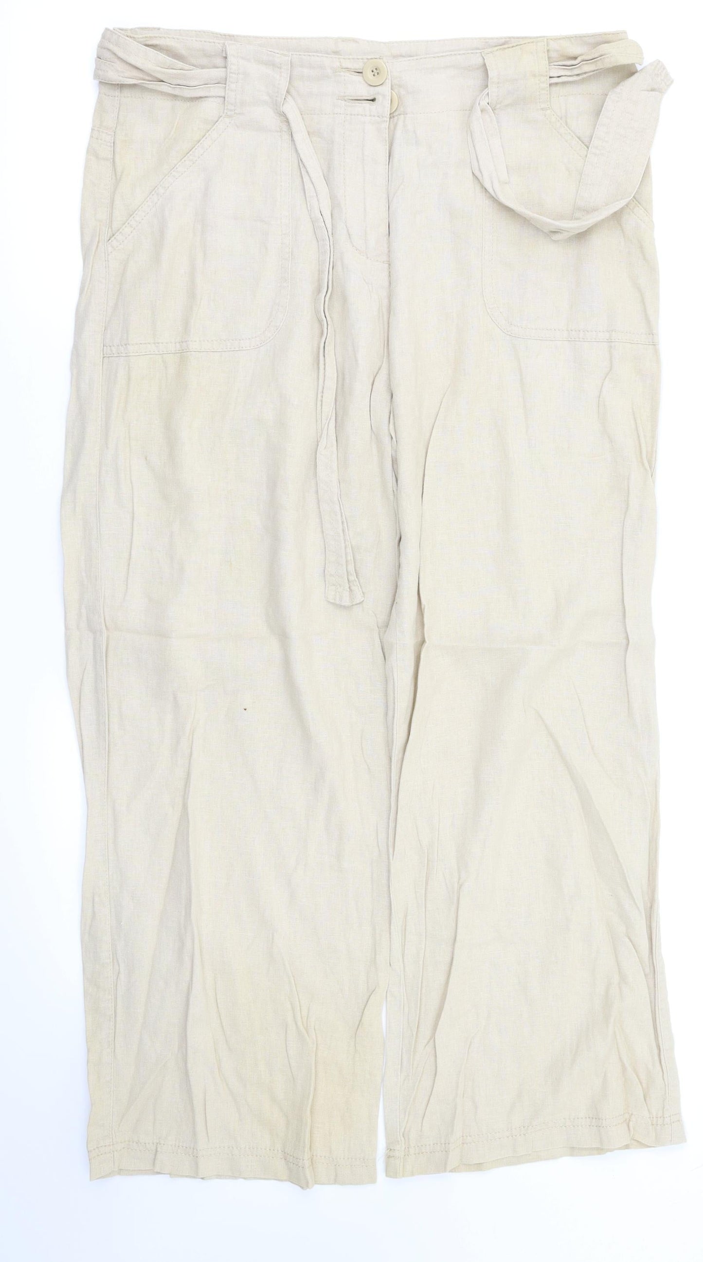 M&s Womens Beige   Trousers  Size 12 L26 in