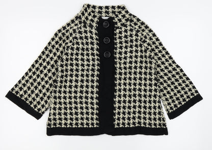 AMARANTO Womens Black Houndstooth  Cardigan Jumper Size 8