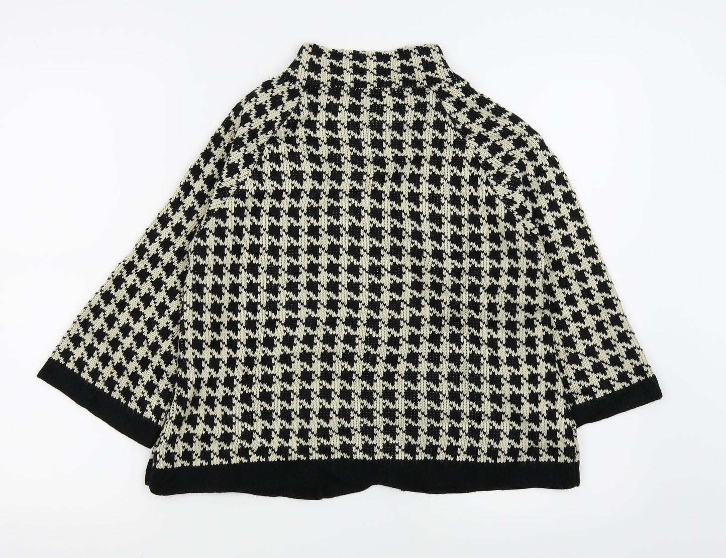 AMARANTO Womens Black Houndstooth  Cardigan Jumper Size 8