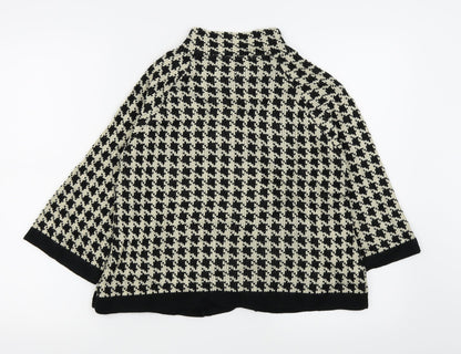 AMARANTO Womens Black Houndstooth  Cardigan Jumper Size 8