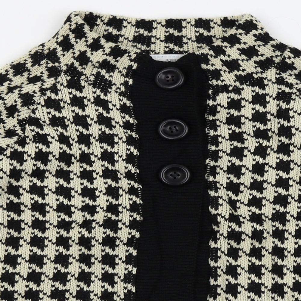 AMARANTO Womens Black Houndstooth  Cardigan Jumper Size 8