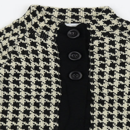 AMARANTO Womens Black Houndstooth  Cardigan Jumper Size 8